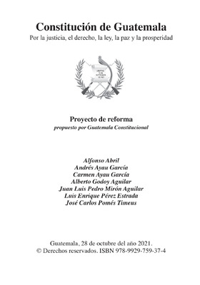 Proyecto de reforma<br /><br />
propuesto por Guatemala Constitucional
